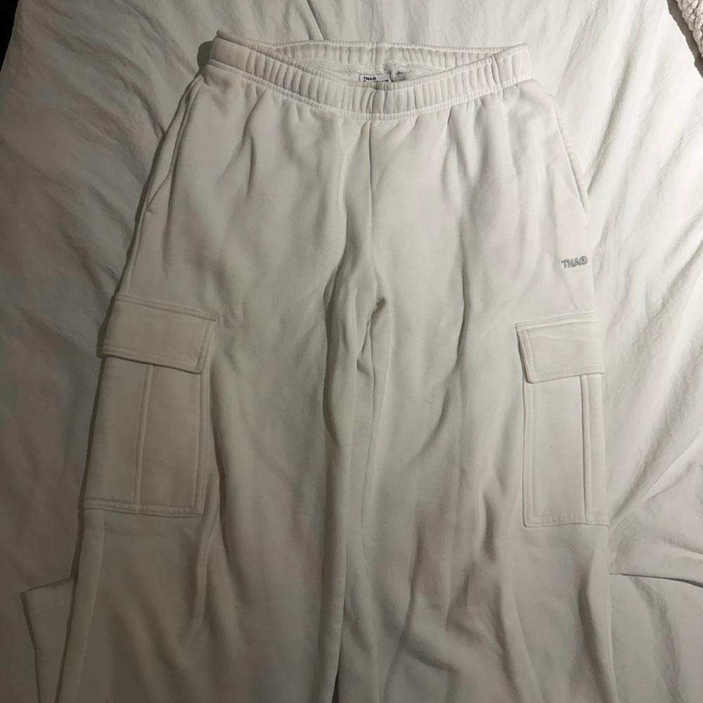 TNA White Cargo Sweatpants